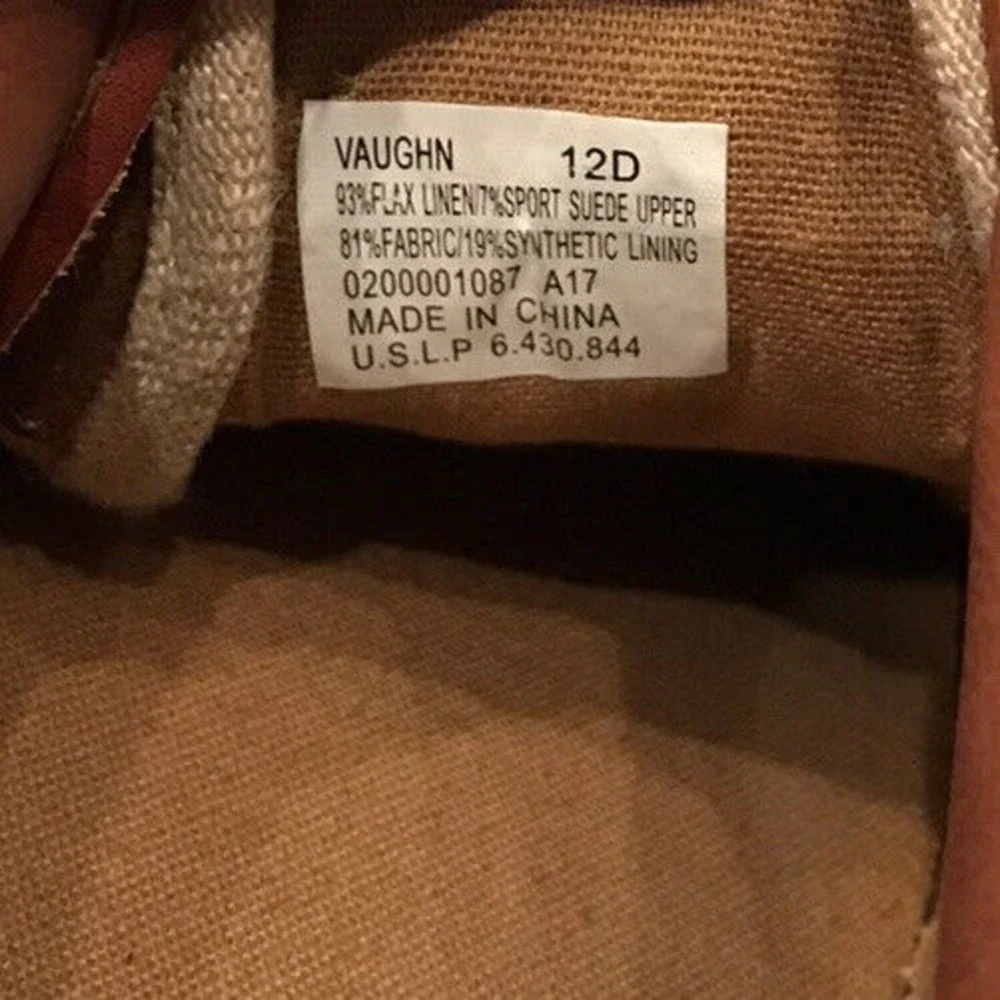 Mens POLO RALPH LAUREN Vaughn Canvas Sport Suede Tan Oxford Sneaker Sz 12 D shoe